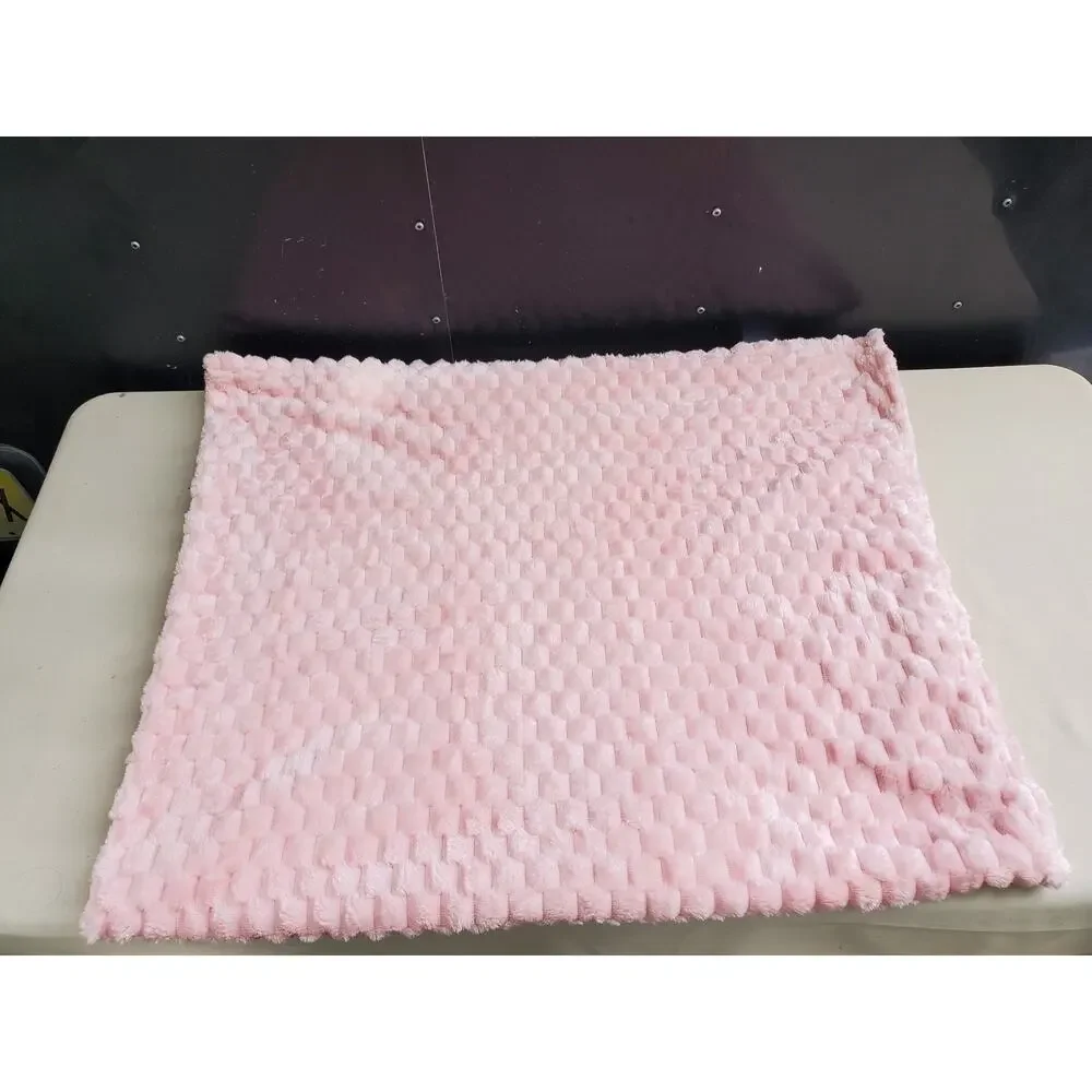 Pink Bubble Textured Fuzzy Plush Throw Blanket Sofa Bed Cozy Soft 50x60